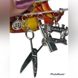 Three charm pin perfect for that crafter or seamstress in your life